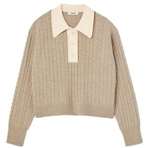 Sandro Cropped Cable-Knit Sweater